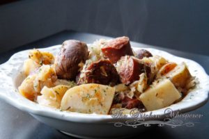 Easy Crock Pot Kielbasa, Hot Dogs and Potatoes