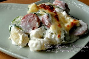 Creamy Baked Gnocchi with Arugula and Sausage