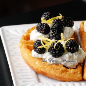 Belgian Waffles with Whipped Lemon Ricotta and Blackberries