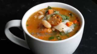 Tuscan White Bean Sausage Spinach Soup