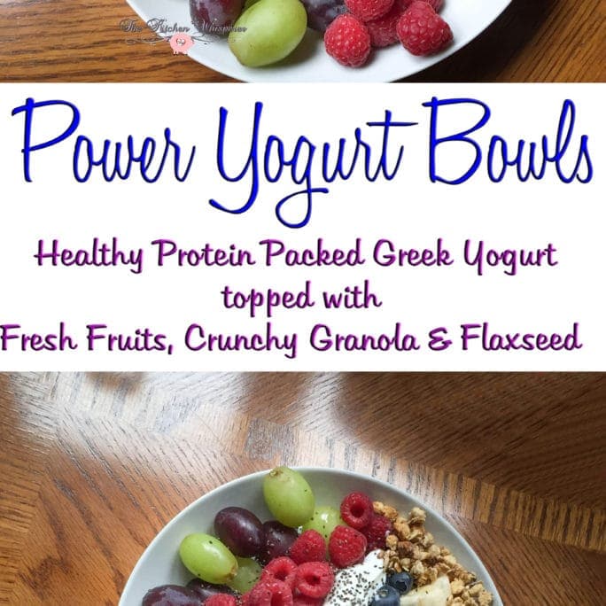 Healthy Power Yogurt Bowls with Fruit, Crunchy Granola and Flaxseed