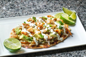 Grilled Pollock Flatbread Pizza with Slaw and Mexican Crema