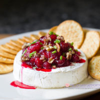 Creamy Baked Brie with Cranberry Relish & Toasted Pecans f