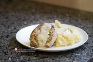 Pressure Cooker Boneless Thick-Cut Pork Chops with Oniony Mashed potatoes and Pork Gravy!