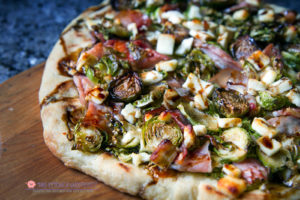 Roasted Brussels Sprouts with Prosciutto Pizza with Balsamic Drizzle