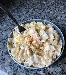 15 Minute Creamy Lemon Pepper Parmesan Pasta with Langostino