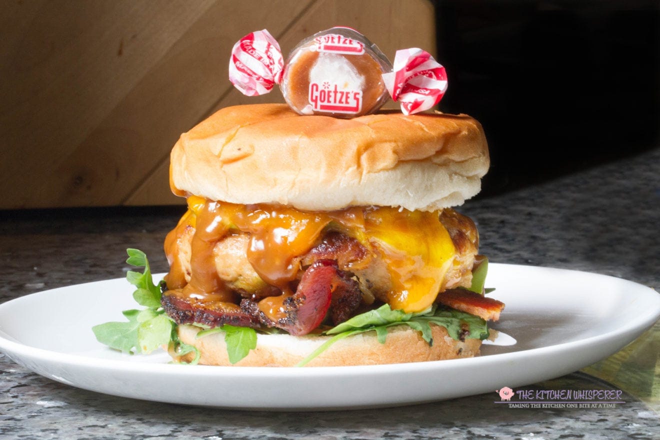 Caramel Infused Apple Cheddar Chicken Burgers