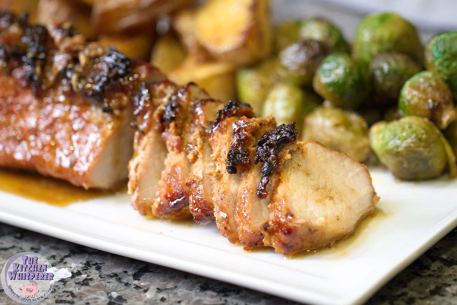 Sheet Pan Applewood Bacon Top Pork Tenderloin, Herbed Potatoes and Brussels Sprouts