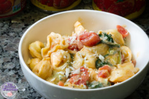 Italian Tomato Tortellini with Spinach & Artichokes in a Grana Padano Cream Sauce