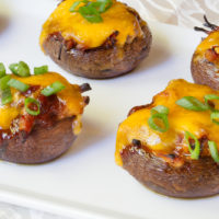 BBQ Pulled Pork Stuffed Mushrooms with Lip-Smackin' BBQ Sauce -