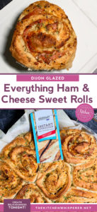 Everything Bagel Ham & Cheese Sweet Rolls with Dijon Glaze