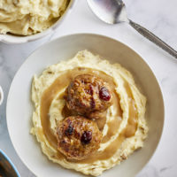 If you love Thanksgiving and all of the great flavors of it, then you will LOVE these Thanksgiving Gobbler Turkey Meatballs! Ground turkey blended with stuffing seasonings, milk bread, sauteed onions, and celery plus cranberry relish! It's like turkey and stuffing as a meatball!