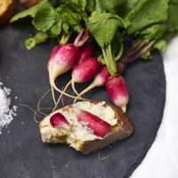 French Radishes with Butter and Salt on toast