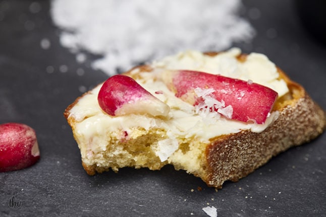 French Radishes With Butter And Salt On Toast 