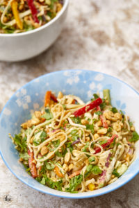 Crunchy Cold Thai Noodle Salad with The Best Peanut Sauce