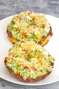 Smashed Avocado Cream Cheese Veggie Bagels