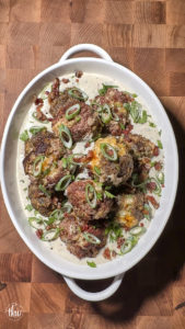 Big Green Egg Grilled Ricotta Bacon & Parmesan Stuffed Meatballs