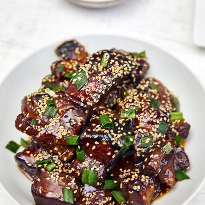 Sticky Gochujang Pork Belly Burnt Ends