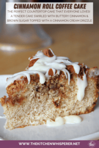 Cinnamon Roll Coffee Cake with Cinnamon Cream Drizzle