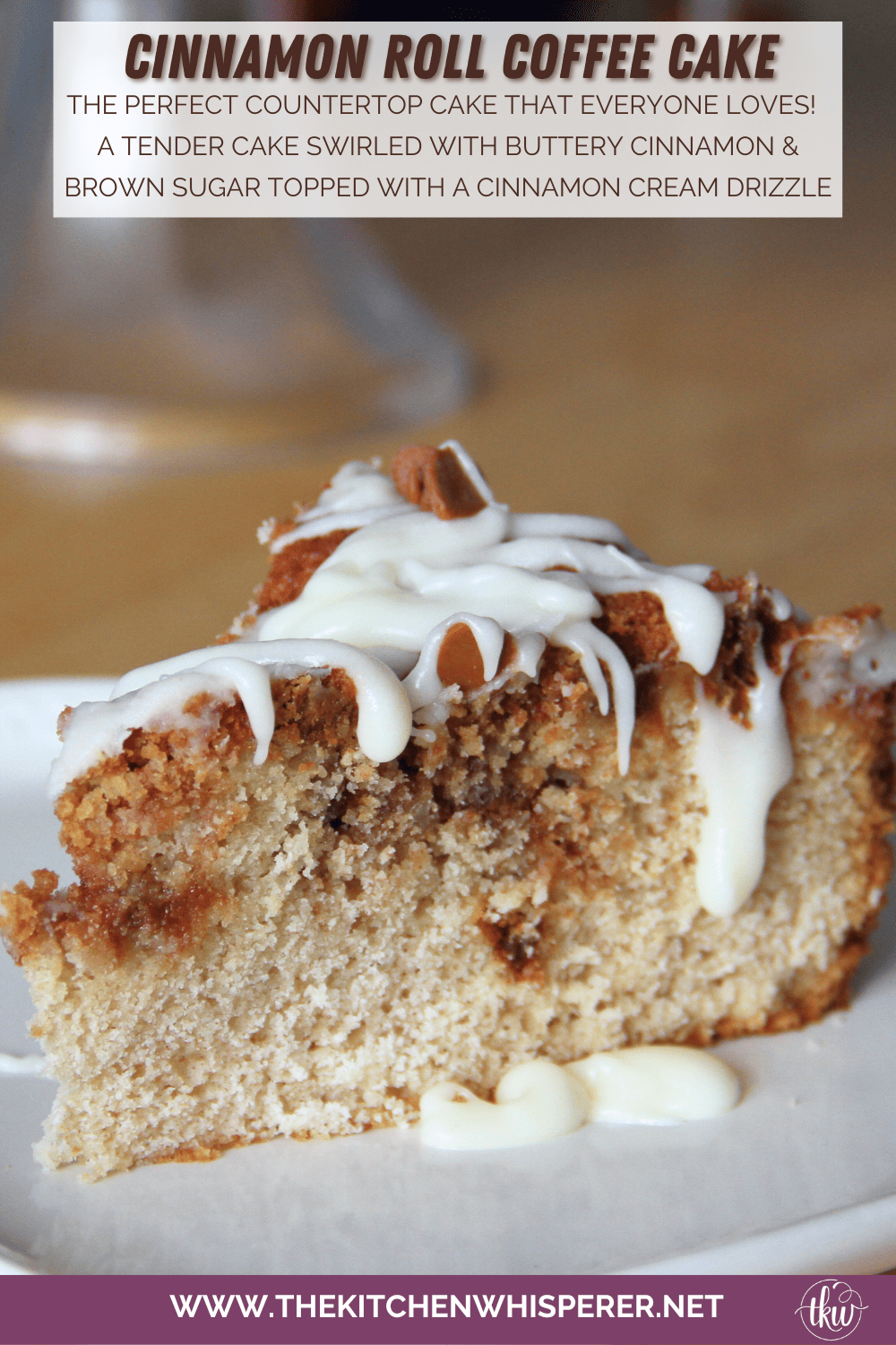 Cinnamon Roll Coffee Cake with Cinnamon Cream Drizzle