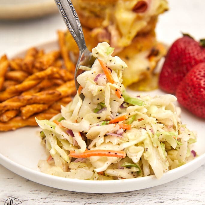 Retro diner-style coleslaw with that perfectly balanced sweet & tangy dressing mixed with cabbage, carrots, onions, and seasonings. The perfect side to your bbq, burgers, hotdogs, and fish fries!he Best Classic Diner-Style Coleslaw, restaurant coleslaw, Mom's coleslaw, best coleslaw, cookout coleslaw, bbq coleslaw, tangy and sweet coleslaw, the best coleslaw dressing recipe ever, best sweet creamy coleslaw recipe, best classic coleslaw