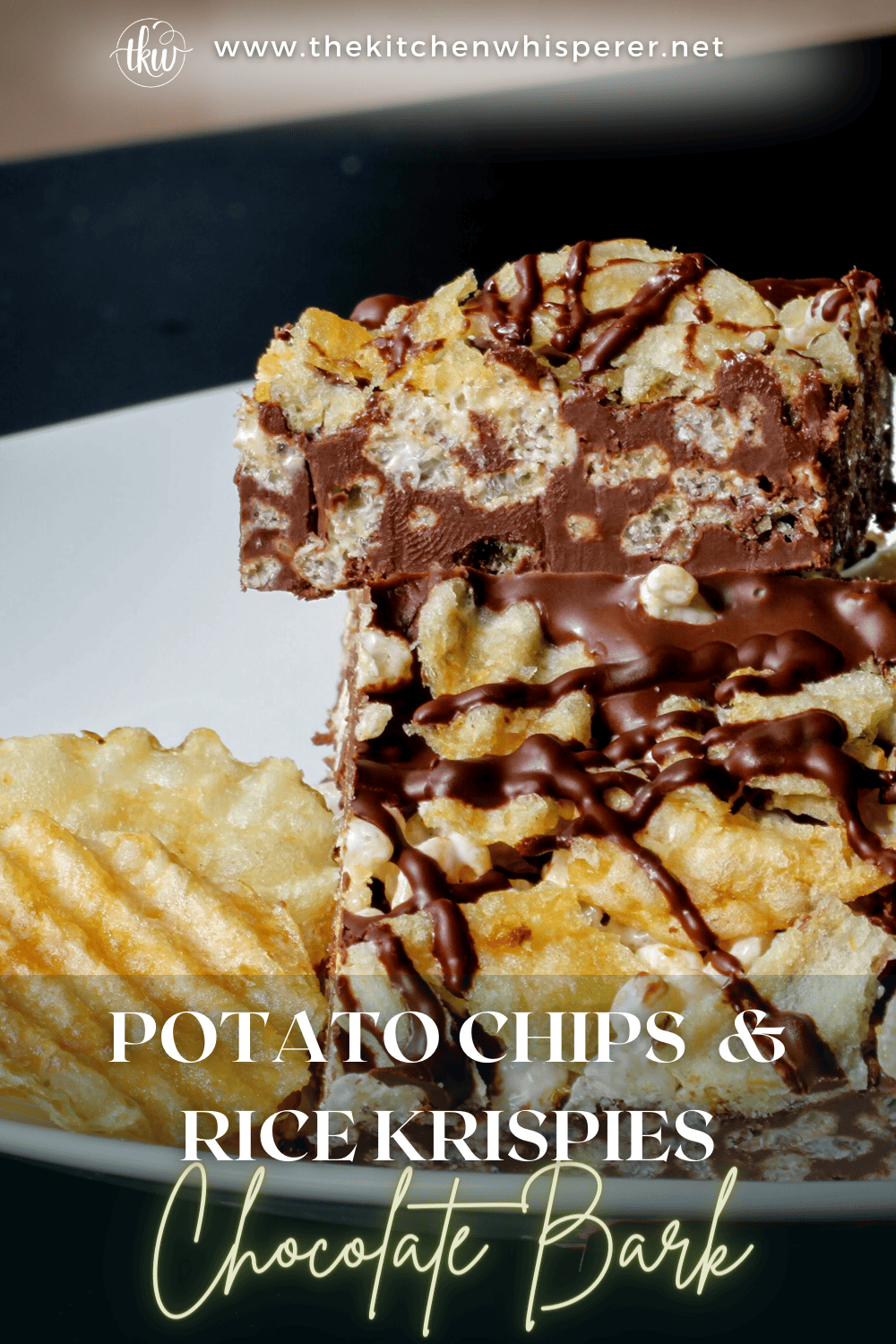 Potato Chip Rice Krispies Treat Triple Chocolate Bark