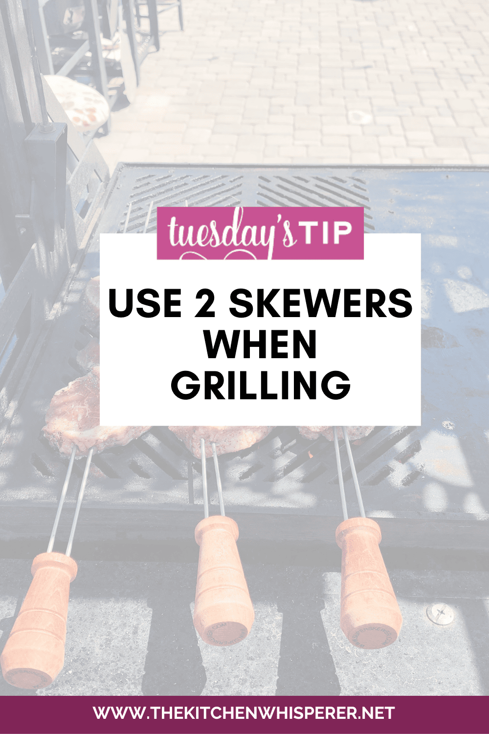 Double Skewers Method To Easily Flip Grilled Foods