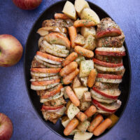 The perfect fall family meal is here! Hasselback BBQ-spiced pork tenderloin stuffed with apples and onions then slow-cooked to perfection! Ultimate Slow Cooker Hasselback Apples & Onions Pork Tenderloin, crock pot pork tenderloin, harvest pork tenderloin, stuffed pork tenderloin, one-pan pork tenderloin, comfort foods, accordion pork tenderloin