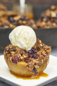 Streusel Crumb Smoked Apples with Maple Pecans and Bourbon