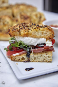 Indulge in a Scrumptious Prosciutto, Tomato, & Burrata Focaccia Sandwich