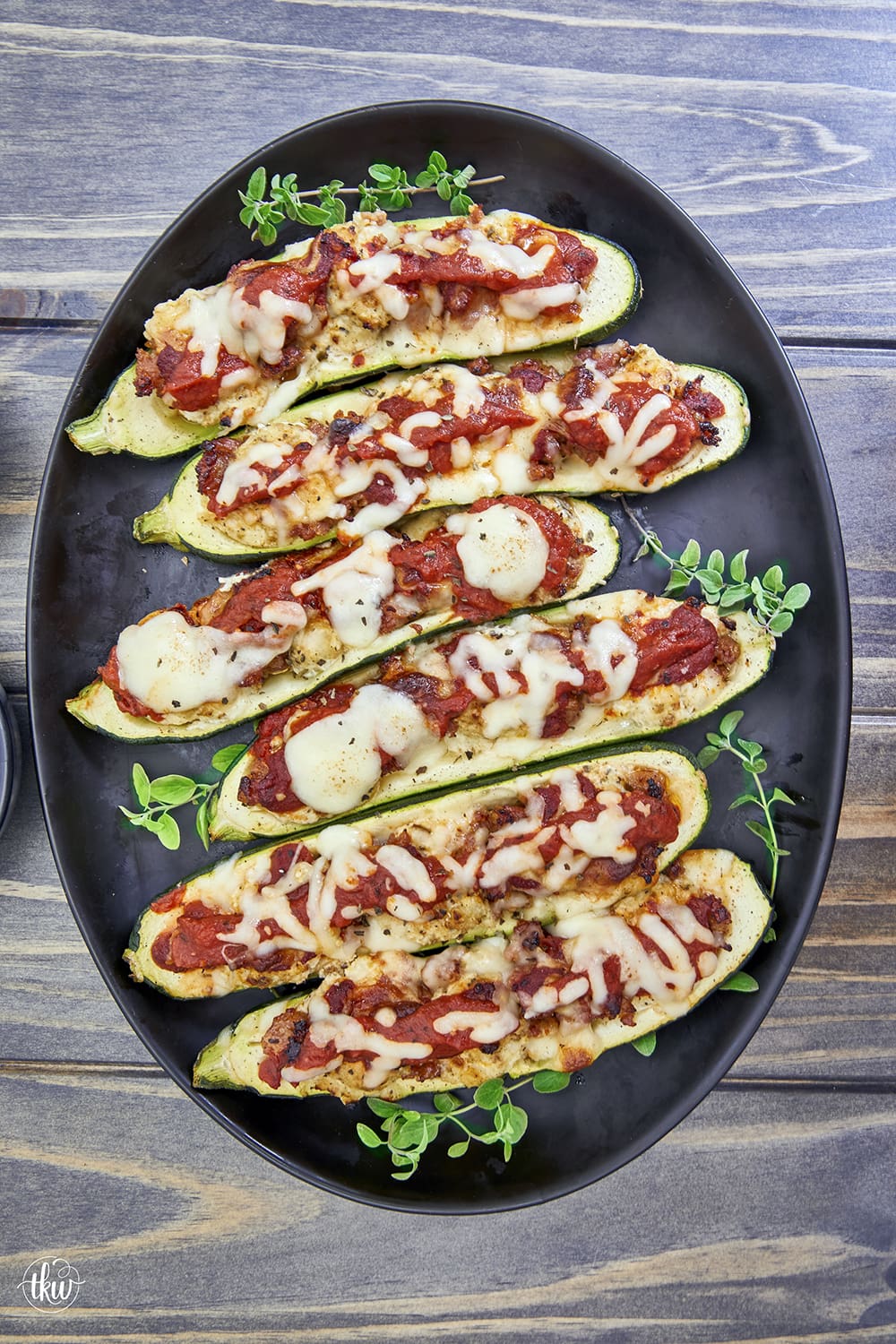 Easy Sheet Pan Smoked Italian Sausage Ricotta Zucchini Boats