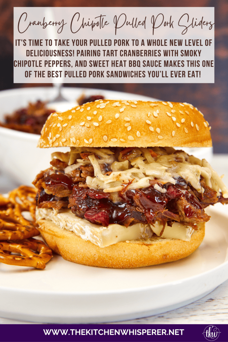 It's time to take your pulled pork to a whole new level of deliciousness! Today I'm pairing tart cranberries with smoky chipotle peppers and a Sweet Heat BBQ Sauce makes this one of the best pulled pork sandwiches ever! Plus it is made in the Instant Pot! Ultimate Cranberry Chipotle BBQ Pulled Pork, sweet & spicy pulled pork, best pulled pork, instant pot pulled pork, slow cooker pulled pork, bbq pulled pork