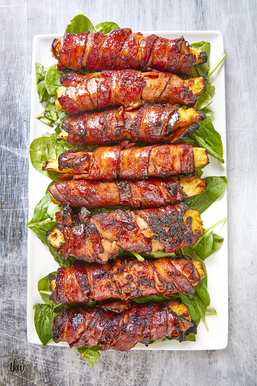 Ultimate Buttery Maple Bourbon Glazed Candied Bacon Pineapple Spears