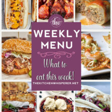 These Weekly Menu recipes allow you to get out of that same ol’ recipe rut and try some delicious and easy dishes! This week, I highly recommend making my Mom’s Classic Stuffed Cabbage Rolls, Amazing Smoked Pulled Pork BBQ Sandwiches, and Prosciutto, Tomato, & Burrata Focaccia Sandwich. Weekly Menu – 7 Amazing Dinners Plus Dessert, 4th of july foods, cookout foods, chicken lollipops, best pulled pork, stuffed cabbages, fish tacos, no knead focaccia