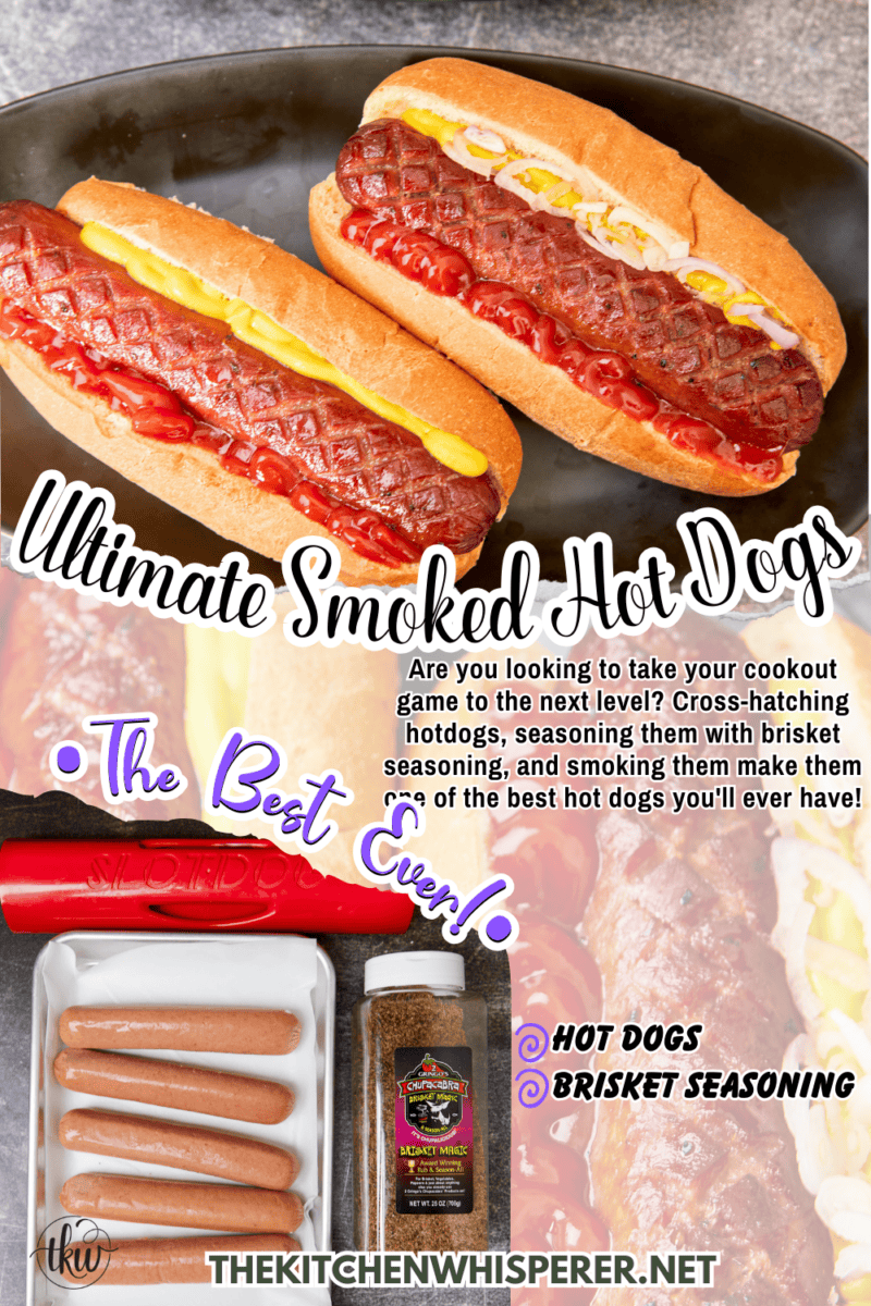 Are you looking to take your cookout game to the next level? Cross-hatching hotdogs, seasoning them with brisket seasoning, and smoking them make them one of the best hot dogs you'll ever have! The Best Smoked Hot Dogs You'll Ever Eat, cross-hatch cut hot dogs, yoder smoked hot dogs, grilled hot dogs, cook out foods, football food, game day eats