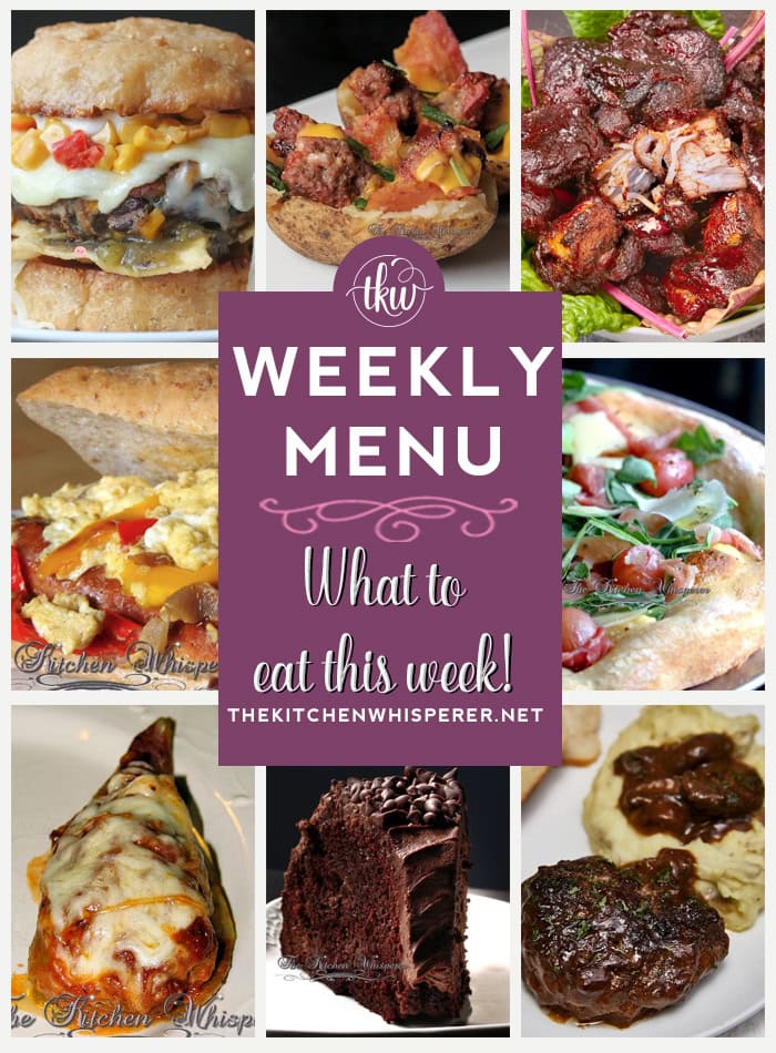 These Weekly Menu recipes allow you to get out of that same ol’ recipe rut and try some delicious and easy dishes! This week, I highly recommend making my Classic Hot Sausage Stuffed Banana Peppers, Smoked & Candied Pork Belly Burnt Ends, and Sour Cream Chocolate Bundt Cake. Weekly Menu – 7 Amazing Dinners Plus Dessert, sour cream cake, stuffed banana peppers, pig candy, burnt ends, turkey burgers