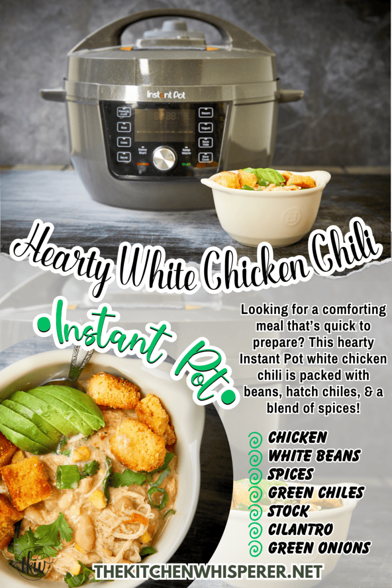 Looking for a comforting meal that’s quick to prepare? This hearty Instant Pot white chicken chili is packed with beans, hatch chiles, & a blend of spices!