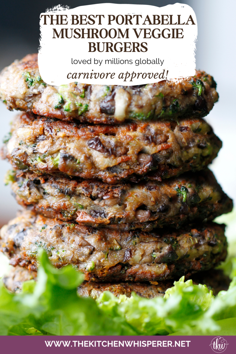 The Best Damn Chunky Portabella Veggie Burgers on the planet! Portabella mushrooms, veggies and seasonings make this a burger even carnivores love!