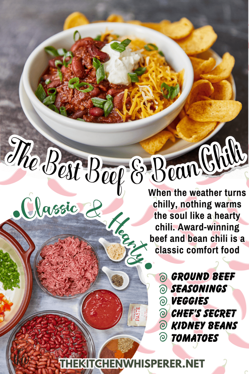 When the weather turns chilly, nothing warms the soul like a hearty chili. Award-winning beef and bean chili is a classic comfort food.