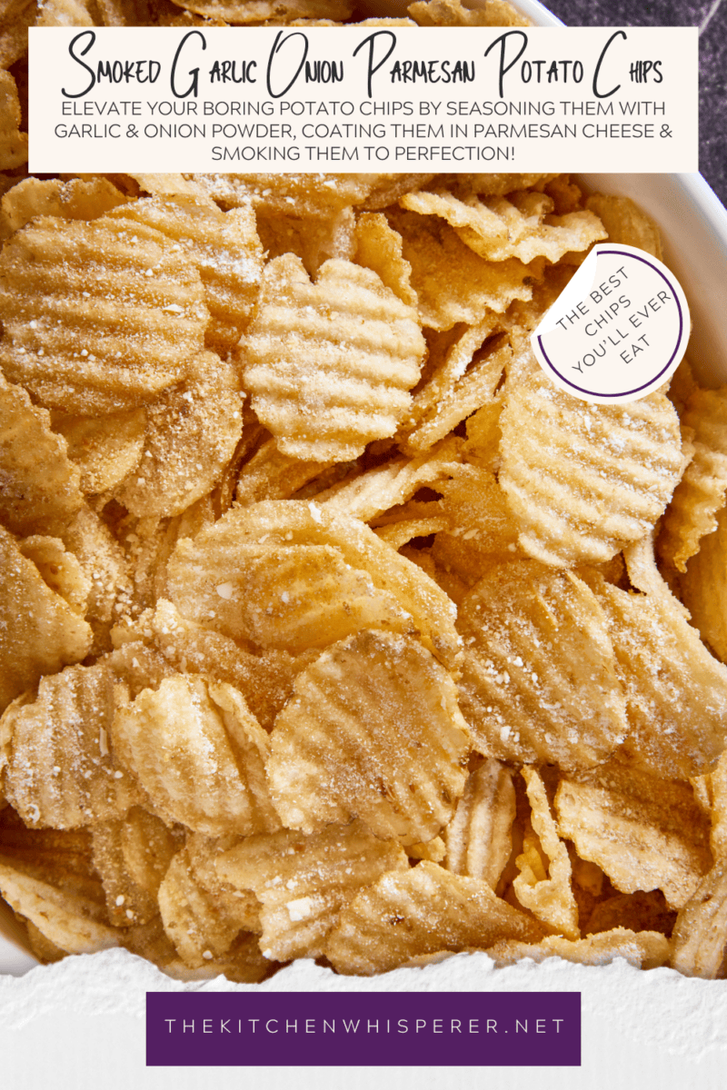 Elevate your boring potato chips by seasoning them with garlic & onion powder, coating them in Parmesan cheese & smoking them to perfection!