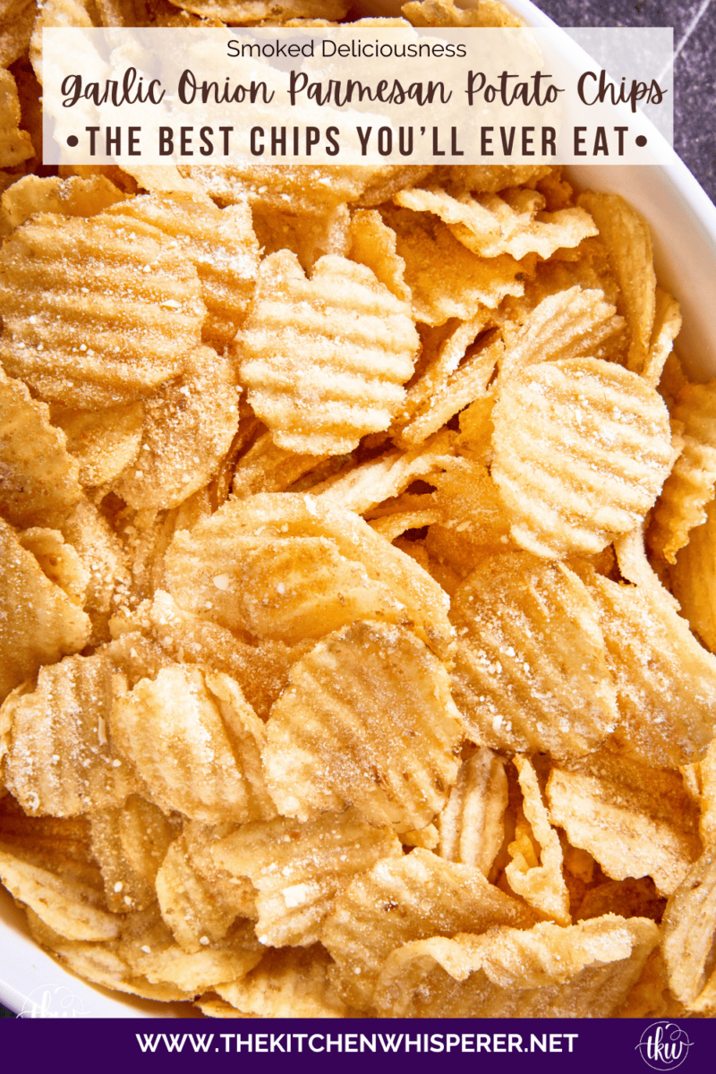 Elevate your boring potato chips by seasoning them with garlic & onion powder, coating them in Parmesan cheese & smoking them to perfection!