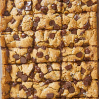 These bars are a decadent blend of nutty brown butter, sweet toffee, malt powder, and chocolate chips, all tied together with a delicate finishing touch of sea salt flakes and additional chocolate chunks.