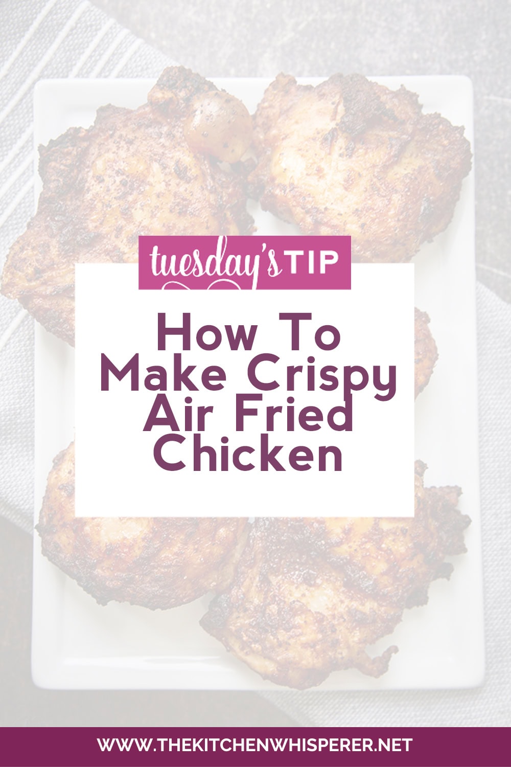 Today, I'm sharing with you how to get crispy air-fried chicken skin every time! These two simple steps will give you crispy, crunchy chicken while keeping the meat super juicy.