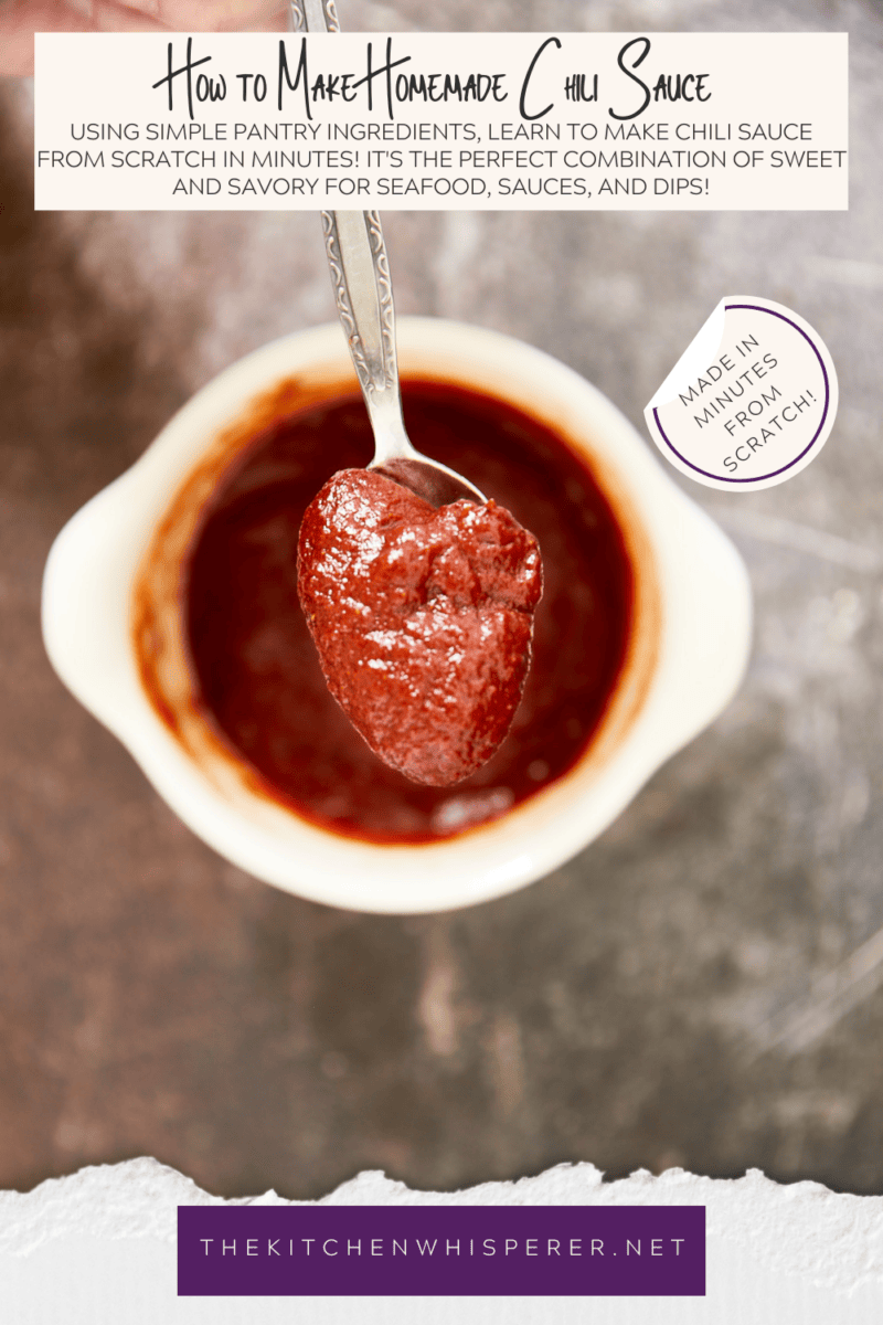 Using simple pantry ingredients, learn to make chili sauce from scratch in minutes! It's the perfect combination of sweet and savory for seafood, sauces, and dips! Skip the store-bought stuff and make it at home!