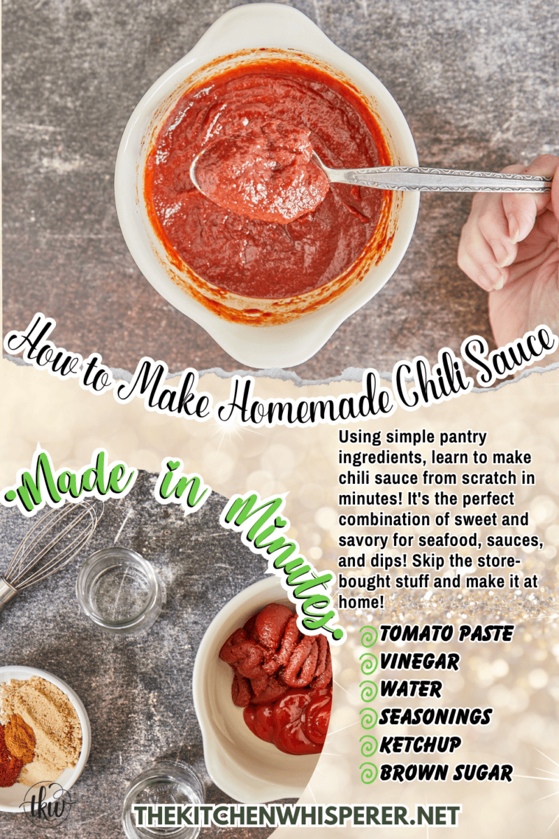 Using simple pantry ingredients, learn to make chili sauce from scratch in minutes! It's the perfect combination of sweet and savory for seafood, sauces, and dips! Skip the store-bought stuff and make it at home!