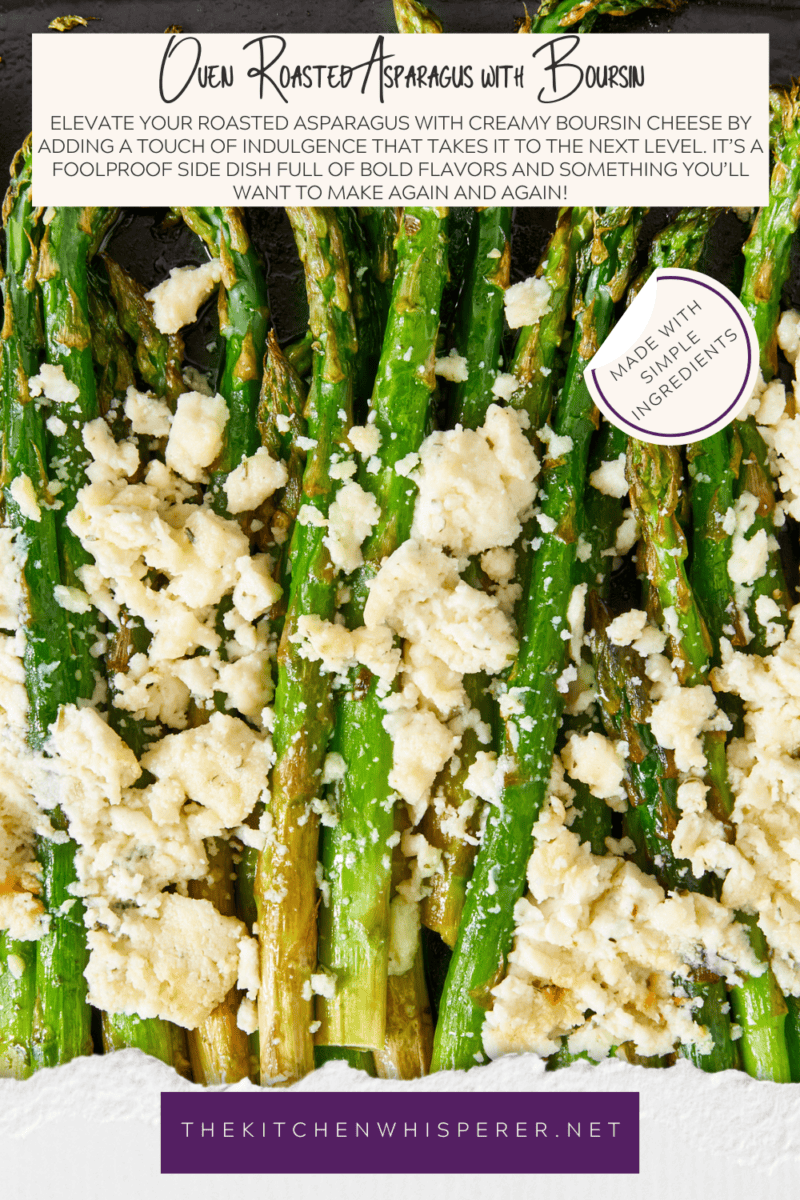 Elevate your roasted asparagus with creamy Boursin cheese by adding a touch of indulgence that takes it to the next level. It’s a foolproof side dish full of bold flavors and something you’ll want to make again and again!