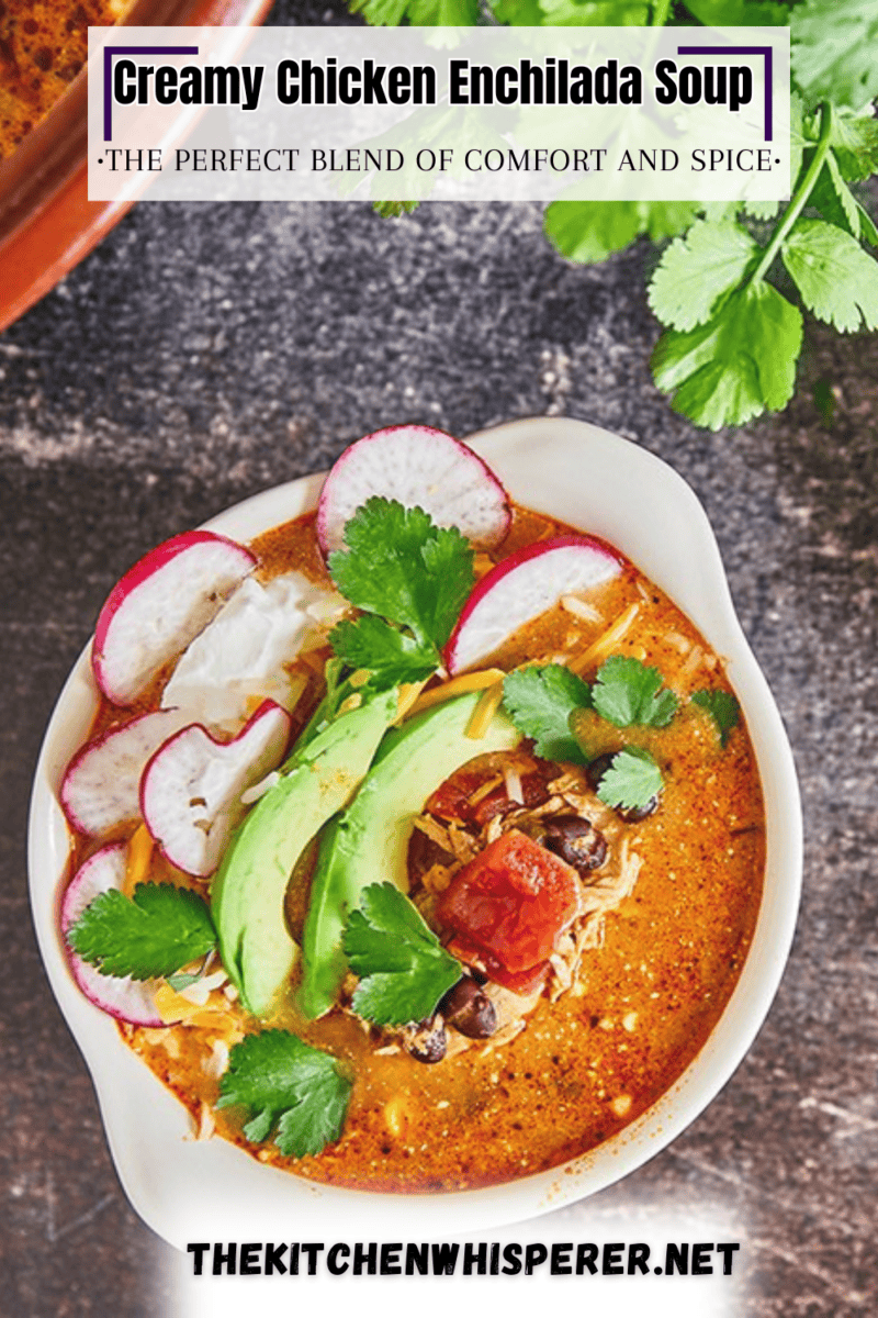 This Creamy Cheesy Chicken Enchilada Soup is the perfect blend of comfort and spice, made with simple pantry staples. Juicy shredded chicken, fire-roasted tomatoes, black beans, and peppers come together in a velvety broth infused with smoky Mexican spices. This soup delivers all the flavors of classic enchiladas in one easy, one-pot recipe.