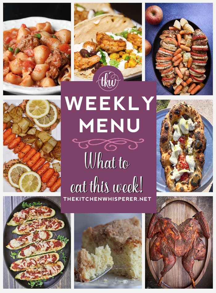 These Weekly Menu recipes allow you to get out of that same ol’ recipe rut and try some delicious and easy dishes! This week, I highly recommend making my Streusel Crumb Sour Cream Coffee Cake, One Pot Cheesy Chili Beef Mac, and Cheesy Mushroom Bacon Pizza Boat.